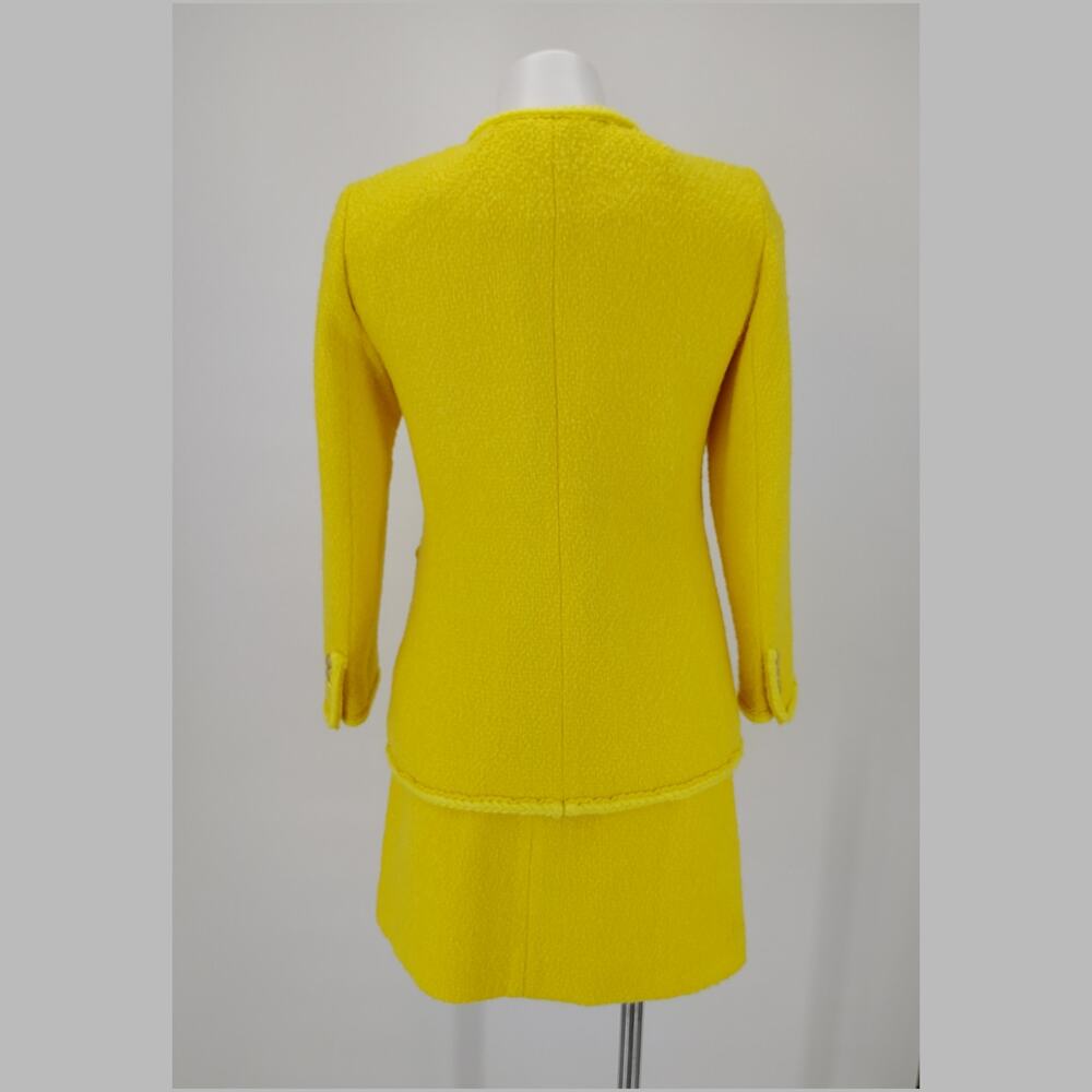 J.Crew Yellow Bouclé Long Lady Jacket & Mini Skirt Wool Blend Suit Set Size 4 - Picture 4 of 16